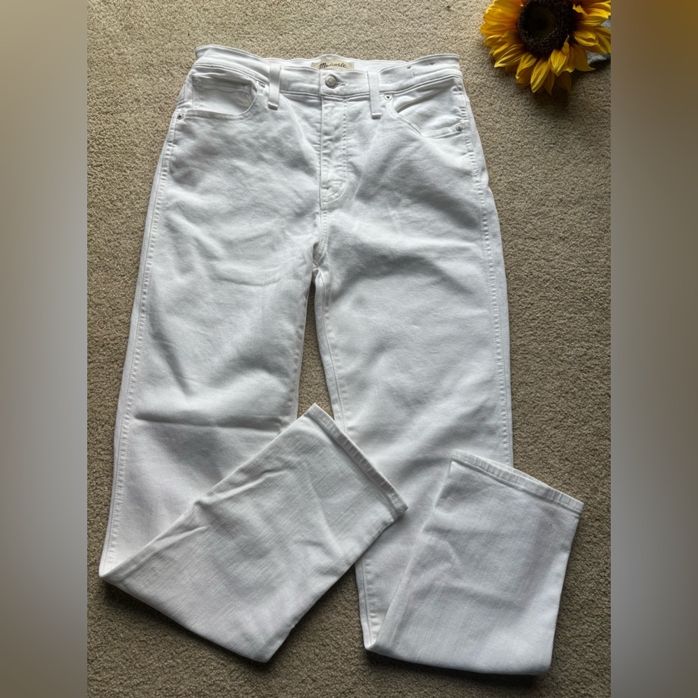 Madewell Stovepipe Jeans Pure White High Rise Straight Leg Size 28